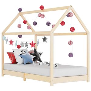 vidaXL Kids Bed Frame | Natural Wood | Solid pinewood frame and plywood slats