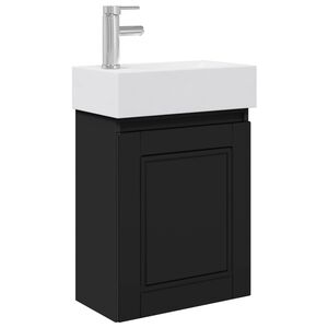 vidaXL Bathroom Vanity Unit with Tap Black 45.5 x 22.5 x 84 cm