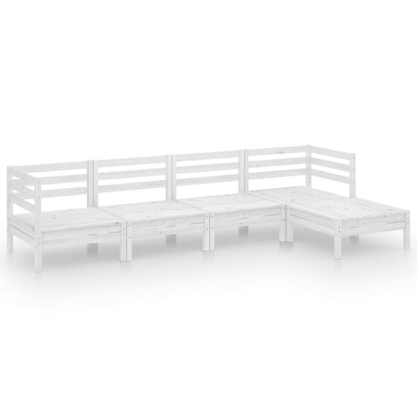 vidaXL 5 Piece Garden Lounge Set Solid Pinewood White
