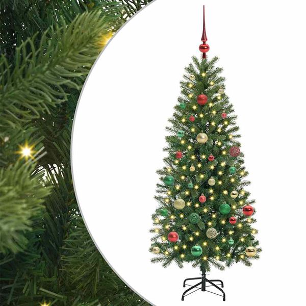 vidaXL Artificial Christmas Tree with 150 LEDs Green 150 cm PE and PVC