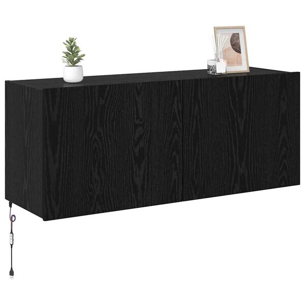 vidaXL TV Wall Cabinet Black Oak 100 x 35 x 41 cm Engineered Wood