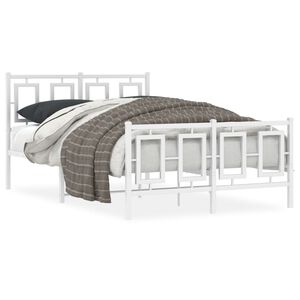 vidaXL Metal Bed Frame without Mattress with Footboard White 120x200cm