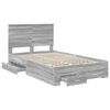 vidaXL Bed Frame with Drawer Grey Sonoma 120 x 190 cm Engineered Wood