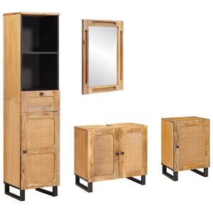 vidaXL Bathroom Sets with Drawer with Shelf Natural Solid Mango Wood