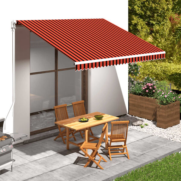 vidaXL Awning Top Sunshade Canvas Orange and Brown 4x3 m