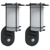 vidaXL Outdoor Wall Lights with Sensors 2pcs Black Stainless Steel