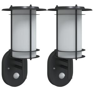 vidaXL Outdoor Wall Lights with Sensors 2pcs Black Stainless Steel