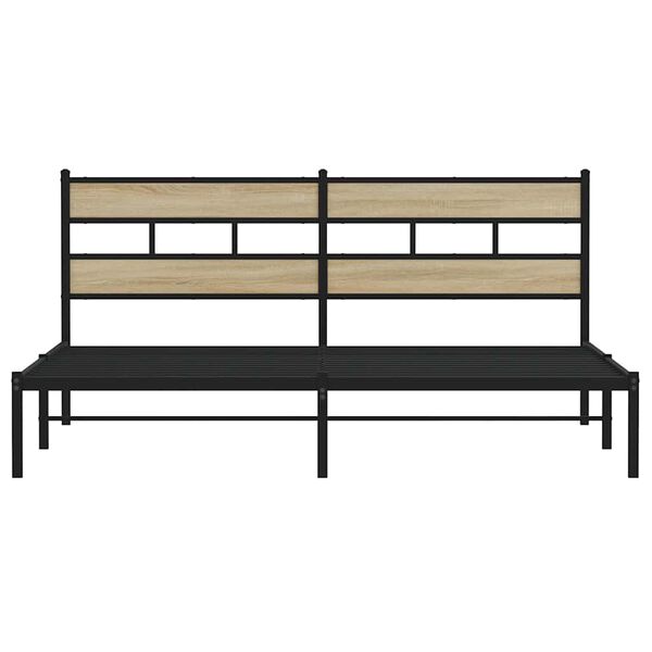vidaXL Metal Bed Frame without Mattress Sonoma Oak 180x200 cm Super King