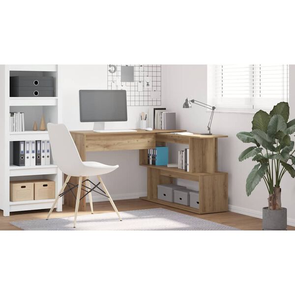 vidaXL Corner Desk Artisan Oak 200.5x50x76 cm Engineered Wood