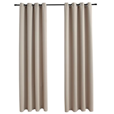 vidaXL Blackout Curtains with Metal Rings 2 pcs Beige 140x175 cm