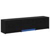 vidaXL TV Cabinet with LED Black Oak 165 x 34 x 40 cm Engineered Wood
