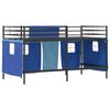 vidaXL Kids'Loft Bed Frame with Curtains Black and Blue 100 x 200 cm