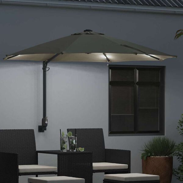 vidaXL Garden Parasol Manual Beige and Black 248 x 248 x 148 cm