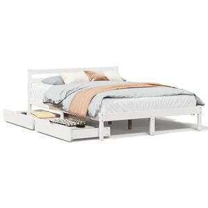vidaXL Bed Frame without Mattress White 140x190 cm Solid Wood Pine