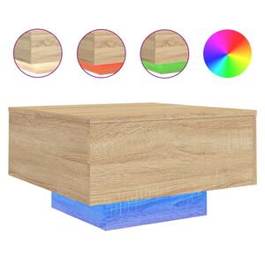 vidaXL Coffee Table with LED Lights Sonoma Oak 55x55x31 cm