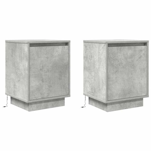 vidaXL Bedside Cabinets with LED Lights&nbsp;2 pcs Concrete Grey 38x34x50 cm