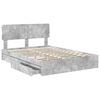 vidaXL Storage Bed Concrete Grey 140 x 190 cm Engineered Wood
