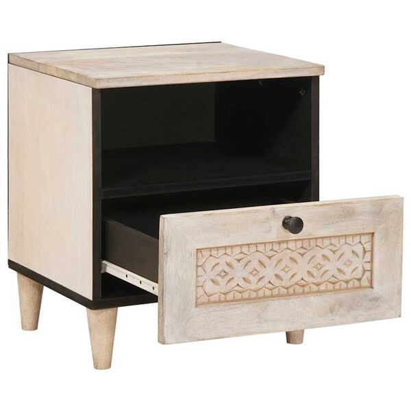 vidaXL Bedside Cabinet Beige 40 x 33 x 46 cm Solid Acacia wood