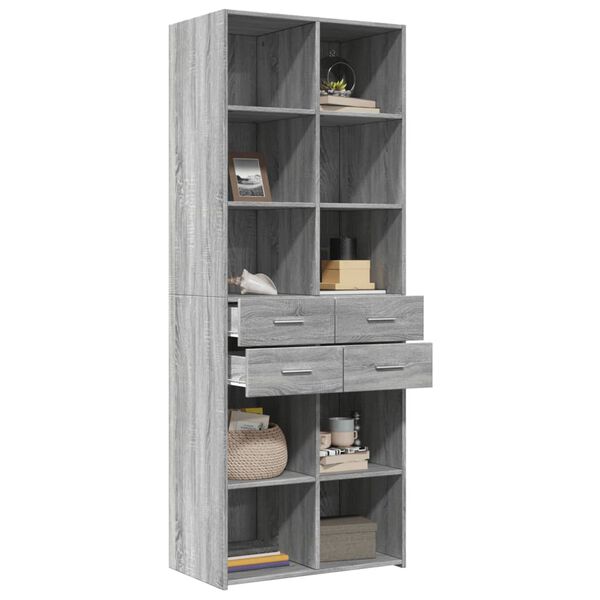 vidaXL Highboard Grey Sonoma 70x42.5x185 cm Engineered Wood