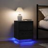 vidaXL Bedside Cabinets with LED Lights&nbsp;2 pcs Black 38x34x50 cm