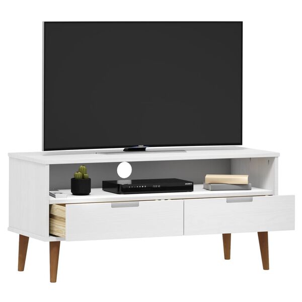 vidaXL TV Cabinet MOLDE White 106x40x49 cm Solid Wood Pine