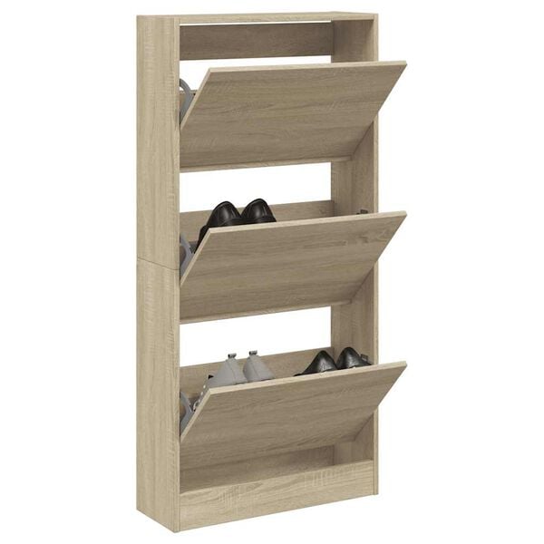 vidaXL Shoe Cabinet Sonoma Oak 60x21x125.5 cm Engineered Wood