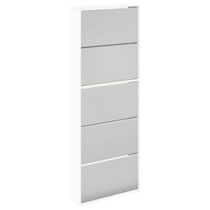 vidaXL Shoe Cabinet 5-Layer Mirror White 63x17x169,5 cm