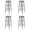 vidaXL Bar Stool | Set of 4 | Silver and Brown | Steel and MDF | Standard