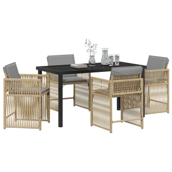 vidaXL Garden Dining Set 5 pcs Beige Poly Rattan