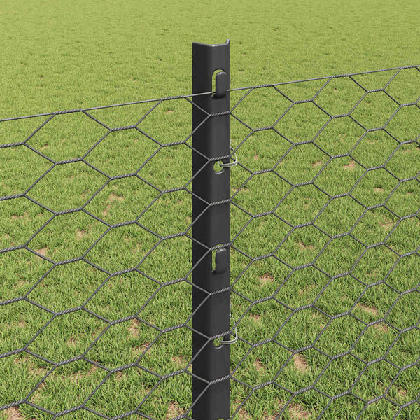 vidaXL Fence with Post Grey 1.2 x 25 m Steel