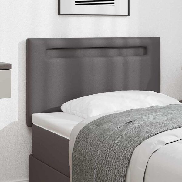 vidaXL LED Headboard Grey 100 cm Faux Leather