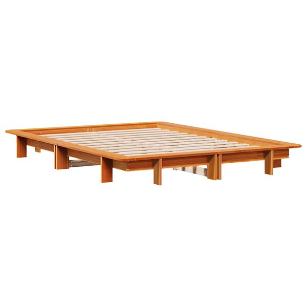 vidaXL Bed Frame without Mattress Wax Brown 120x190 cm Small Double Solid Wood Pine