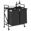 vidaXL Laundry Basket 2 Compartments with Wheels Black Oak