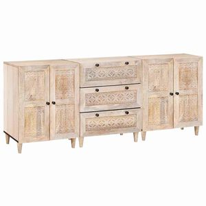 vidaXL Sideboard 3 pcs 180 x 33.5 x 75 cm Solid mango wood White