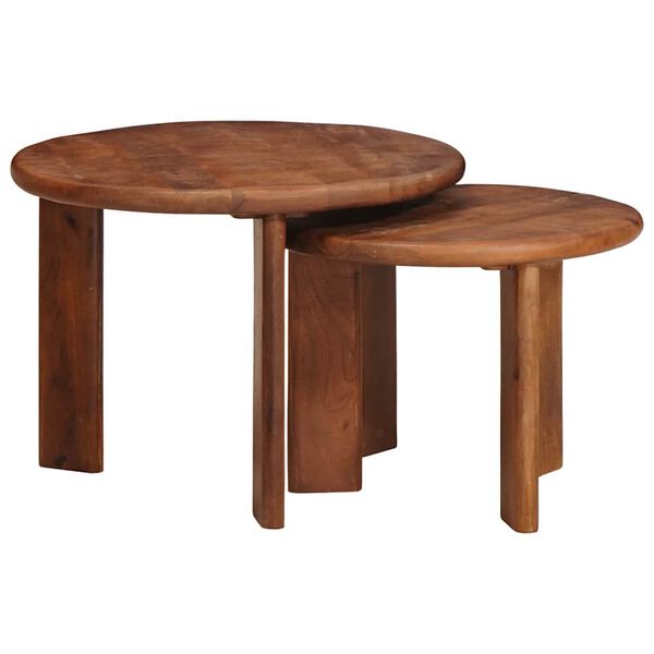 vidaXL Nesting Tables 2 pcs Honey Brown Solid Mango Wood