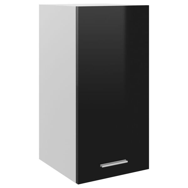 vidaXL Hanging Cabinet Lyon High Gloss Black 29.5x31x60 cm Engineered Wood