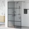 vidaXL Walk-in Shower Wall Black 115 x 195 cm Tempered Glass