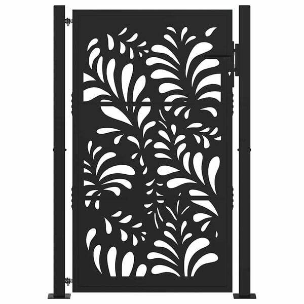 vidaXL Garden Gate Black 100x150 cm Steel Wave Design