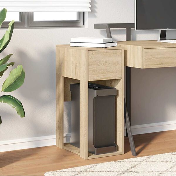 vidaXL Computer Tower Stand with Drawer Sonoma Oak 30x44x74 cm