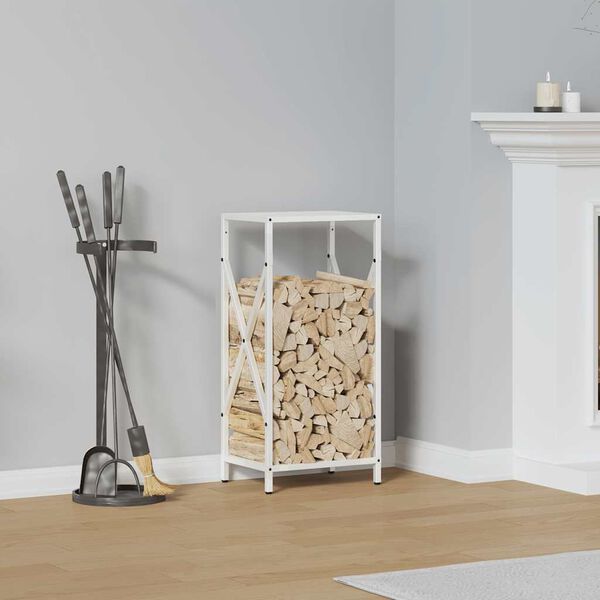vidaXL Firewood Rack White 34x25x70 cm Cold-rolled steel