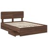 vidaXL Bed Frame with Drawer Brown Oak 140 x 190 cm Engineered Wood