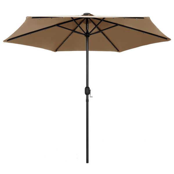 vidaXL Garden Parasol with LED Lights and Aluminium Pole 270 cm Taupe