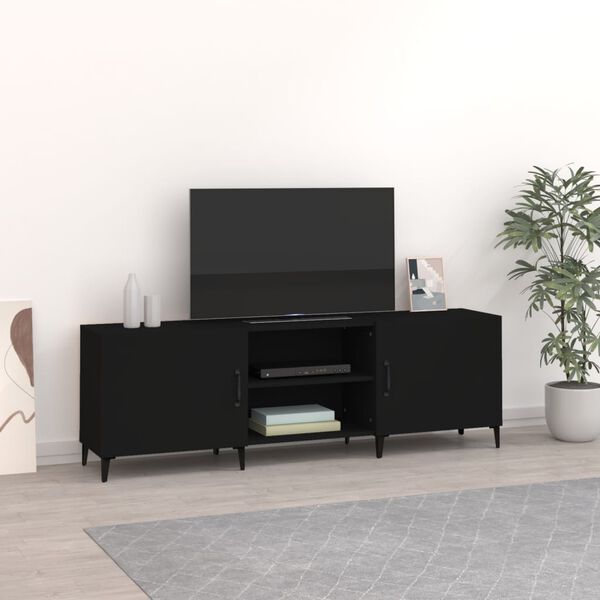 vidaXL TV Cabinet Black 150x30x50 cm Engineered Wood