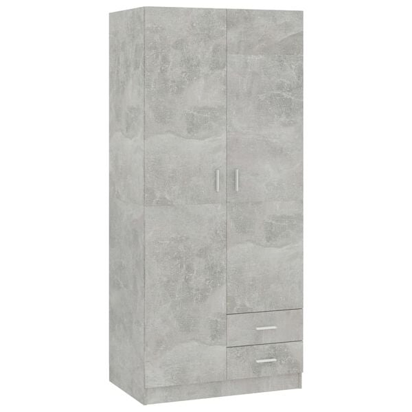 vidaXL Wardrobe Concrete Grey 80x52x180 cm Engineered Wood