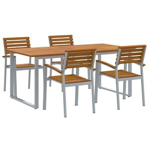 vidaXL Garden Dining Set 5 pcs Grey Solid Acacia Wood