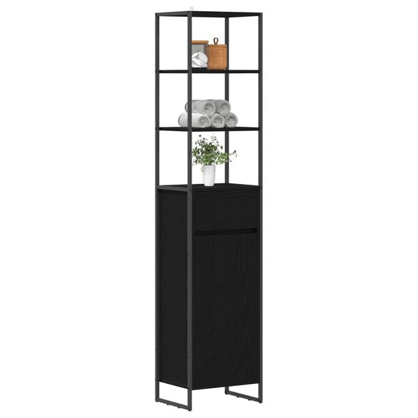 vidaXL Bathroom Cabinet Black Oak 40 x 30 x 180 cm Engineered Wood