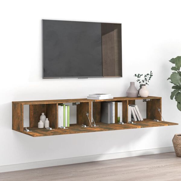 vidaXL 2 Piece TV Cabinet Set Smoked Oak Engineered Wood