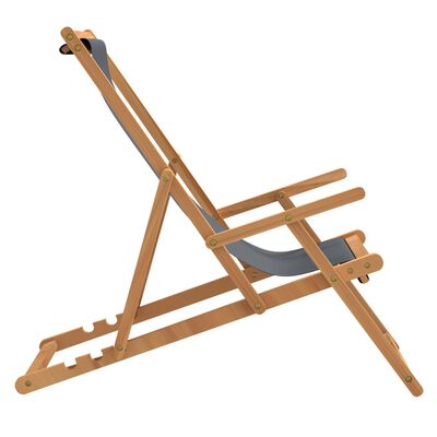 vidaXL Folding Beach Chair Solid Wood Teak Grey