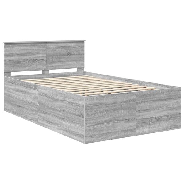 vidaXL Bed Frame Grey Sonoma 120 x 200 cm Engineered Wood