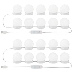 vidaXL Mirror Lights 2 pcs White 4.5 x 4.5 x 4.8 cm Plastic